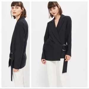 Topshop Navy Blue Blazer with Ring Detail - Size 4